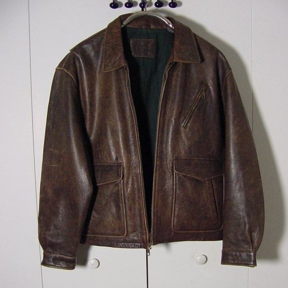 Vtg Brown Leather St. John's Bay Bomber Jacket Sz XL Buckle Back - Picture 15 of 15